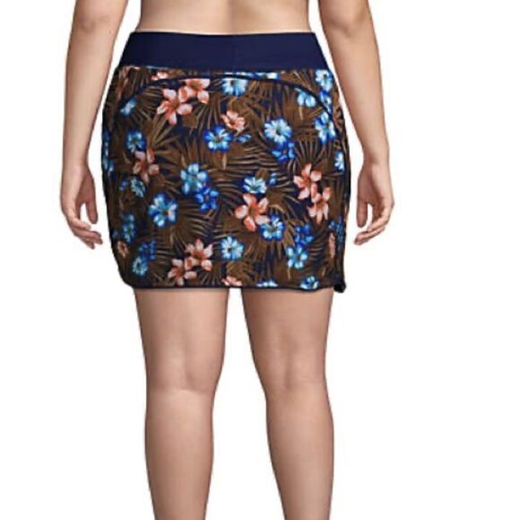 Land’s End plus size quick dry skirt shorts navy tropical palm swim skirt 24W - Picture 5 of 5